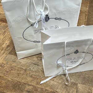 Medium and large paper Prada bags